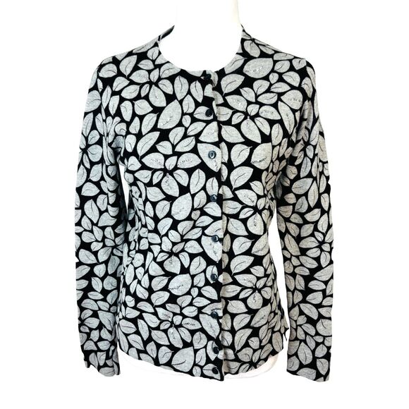 Charter Club Sweaters - Womens Button Down Cardigan Sz S‎ Black Gray Silver Sequin Career Preppy Chic